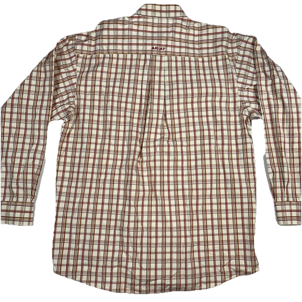 Ariat Pro Series Long Sleeve Button Down Windowpane Gingham Check Plaid Mens L - Picture 7 of 10